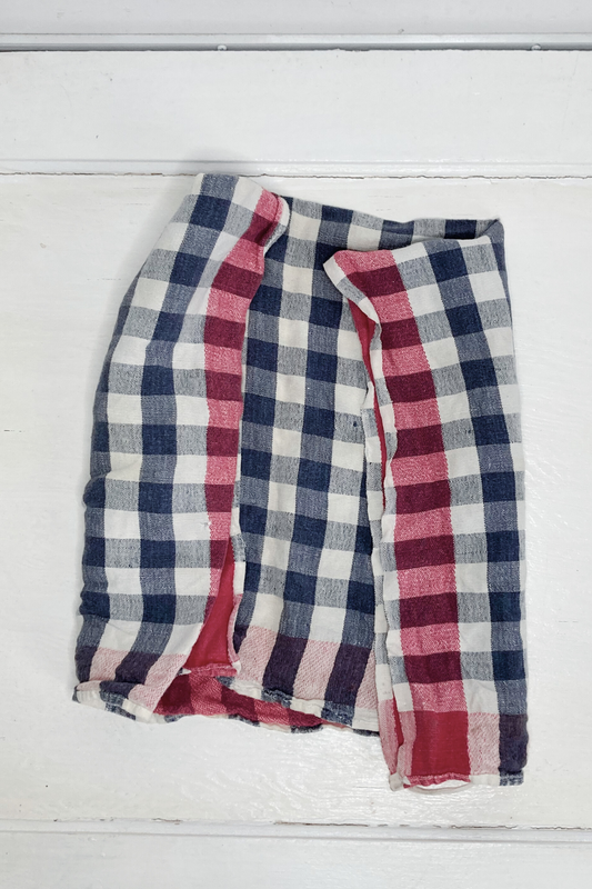 Vintage Blue Checkered Hand Towel