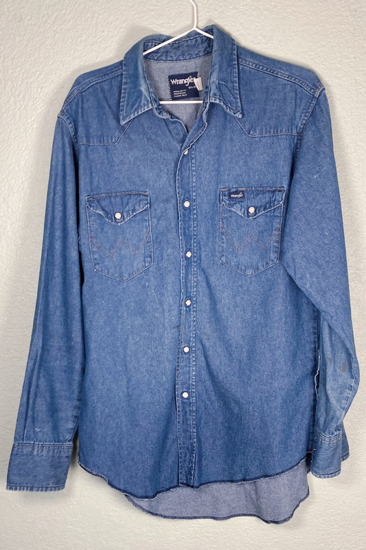 Thrifted Wrangler Pearl-Snap Shirt - Size 16.5-35
