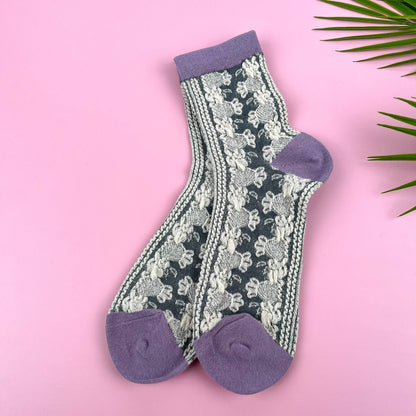 Vintage Floral Embroidered Socks - 3 Colors