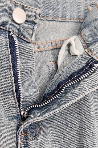 Thrifted Jeans w/ Faux Leather Star Detail - Size Medium