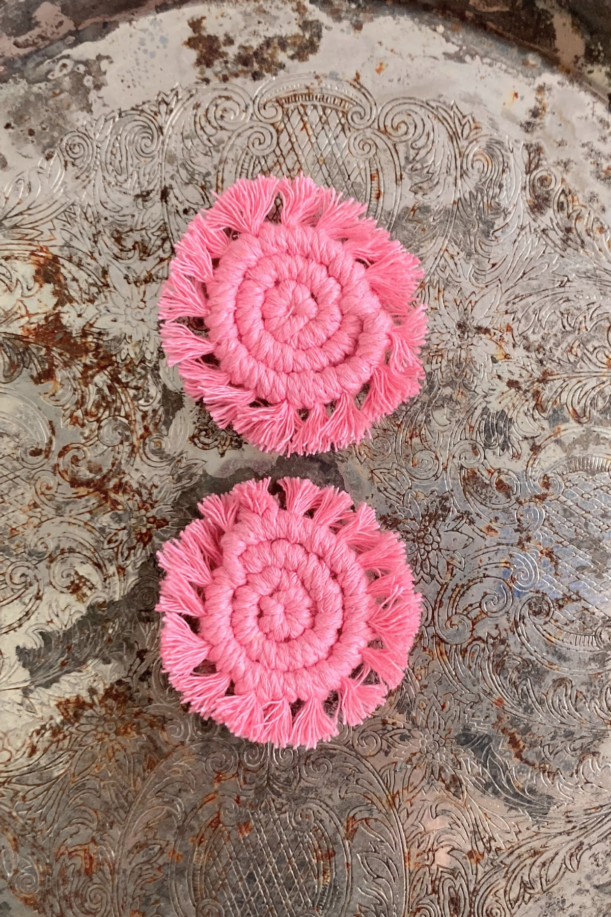 Handmade Macrame Button Magnets- Set of 2