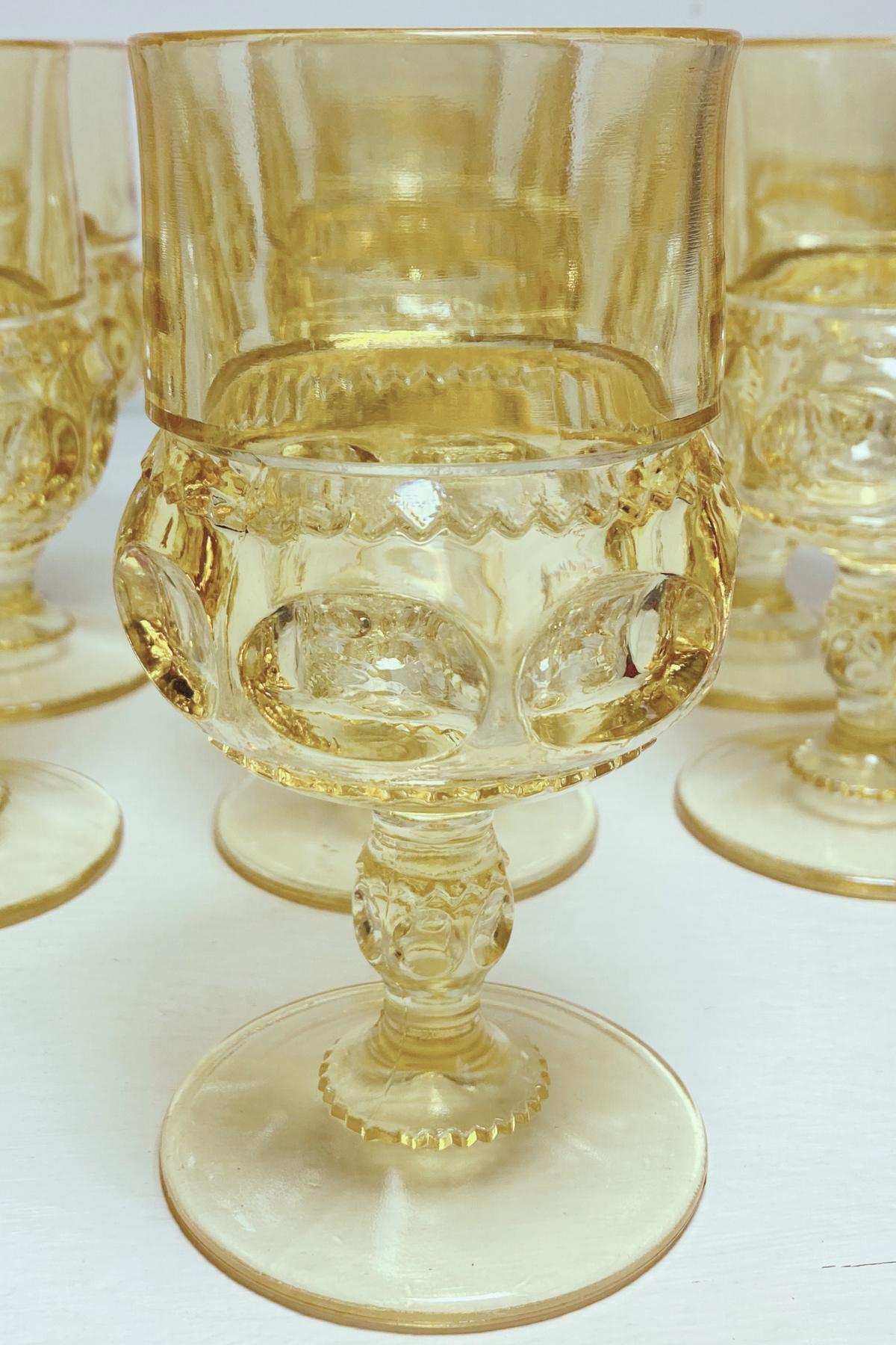Vintage Kings Crown Yellow Goblets - Set of 7