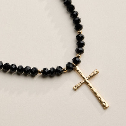 Glass Bead Cross Necklace - 3 Colors