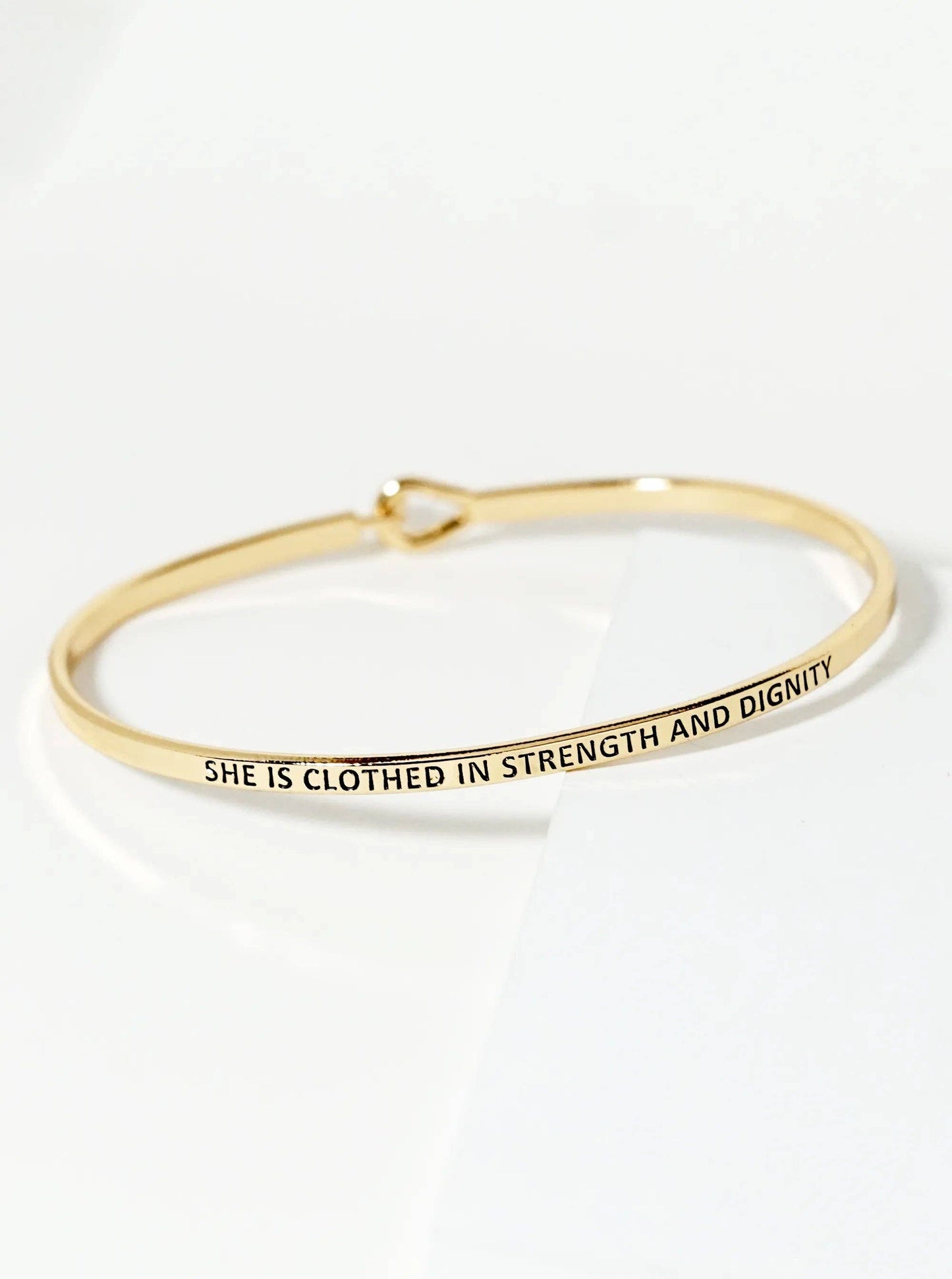 She-Is-Clothed-In-Strength-And-Dignity Engraved Inspirational Bangle Bracelet - 2 Colors