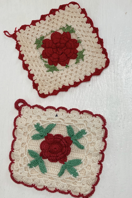 Vintage Handmade Crochet Pot Holders - Set of 2