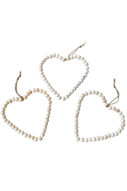 Thrifted Wooden Heart Ornaments - Set of 3