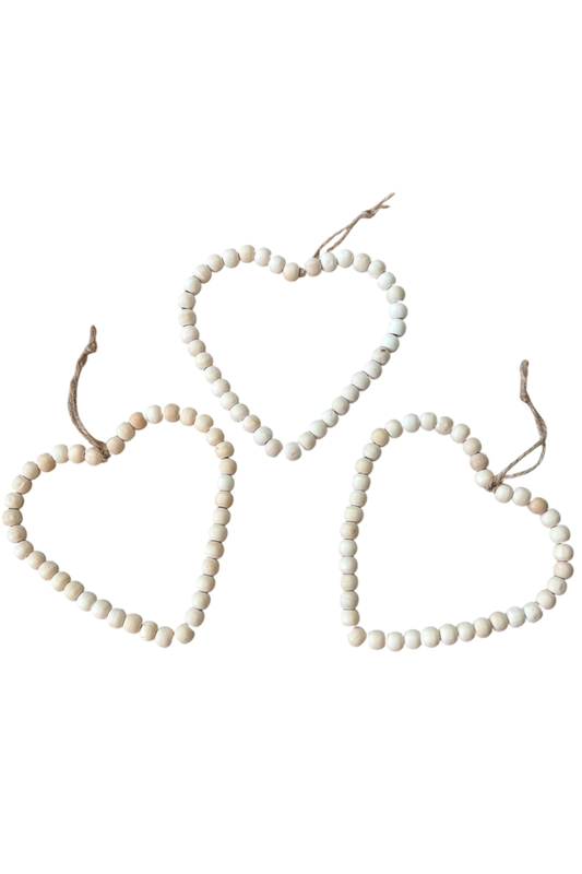 Thrifted Wooden Heart Ornaments - Set of 3