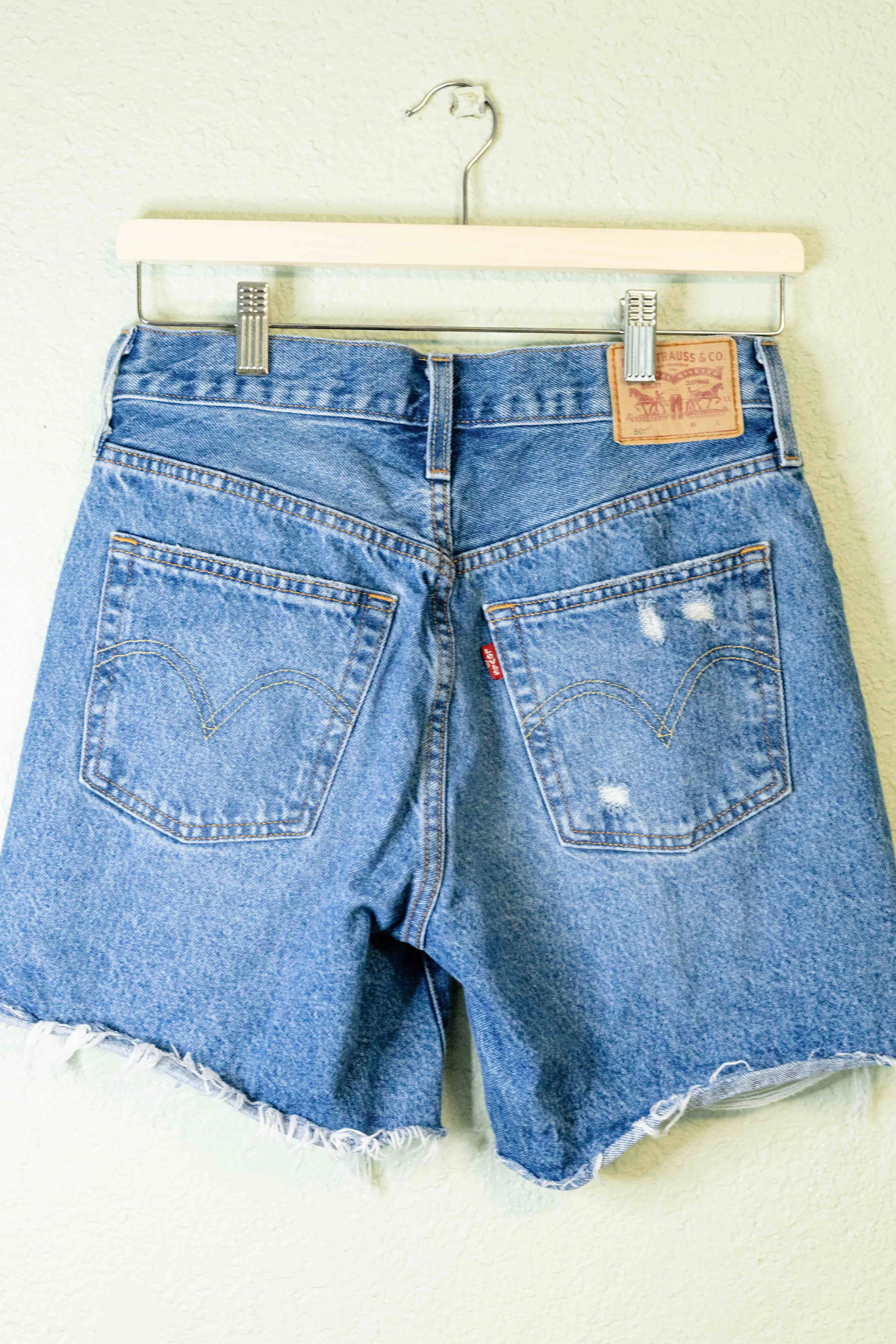 Thrifted Levi's 501 Distressed Denim Shorts - Size 26