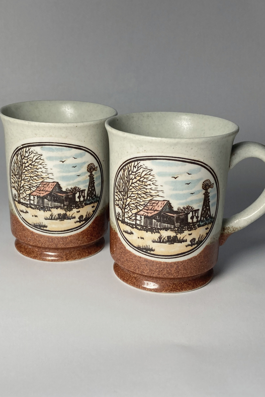 Vintage Farmhouse Coffee Mug - Set of 2