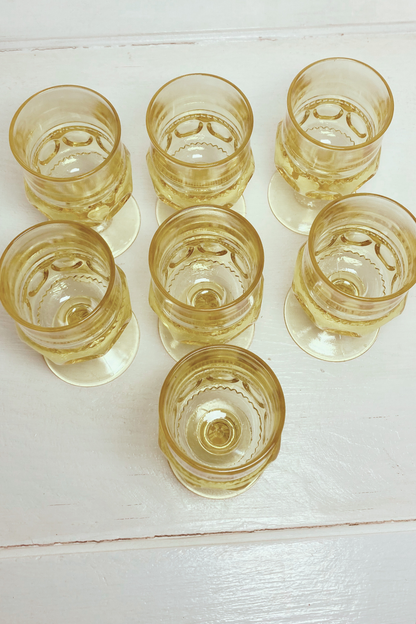 Vintage Kings Crown Yellow Goblets - Set of 7