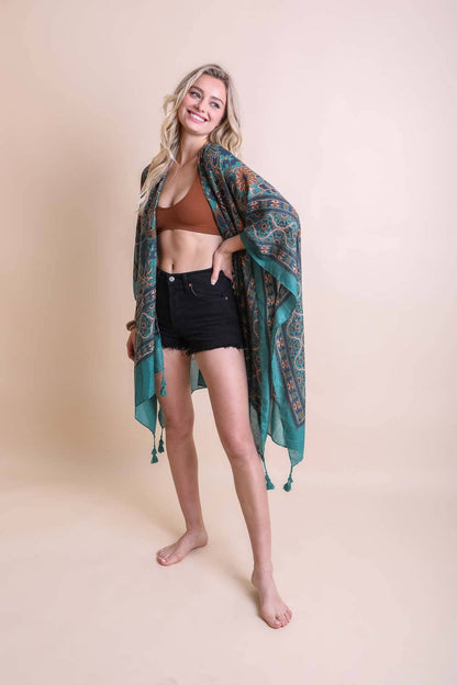 Trendy Tapestry Tassel Kimono