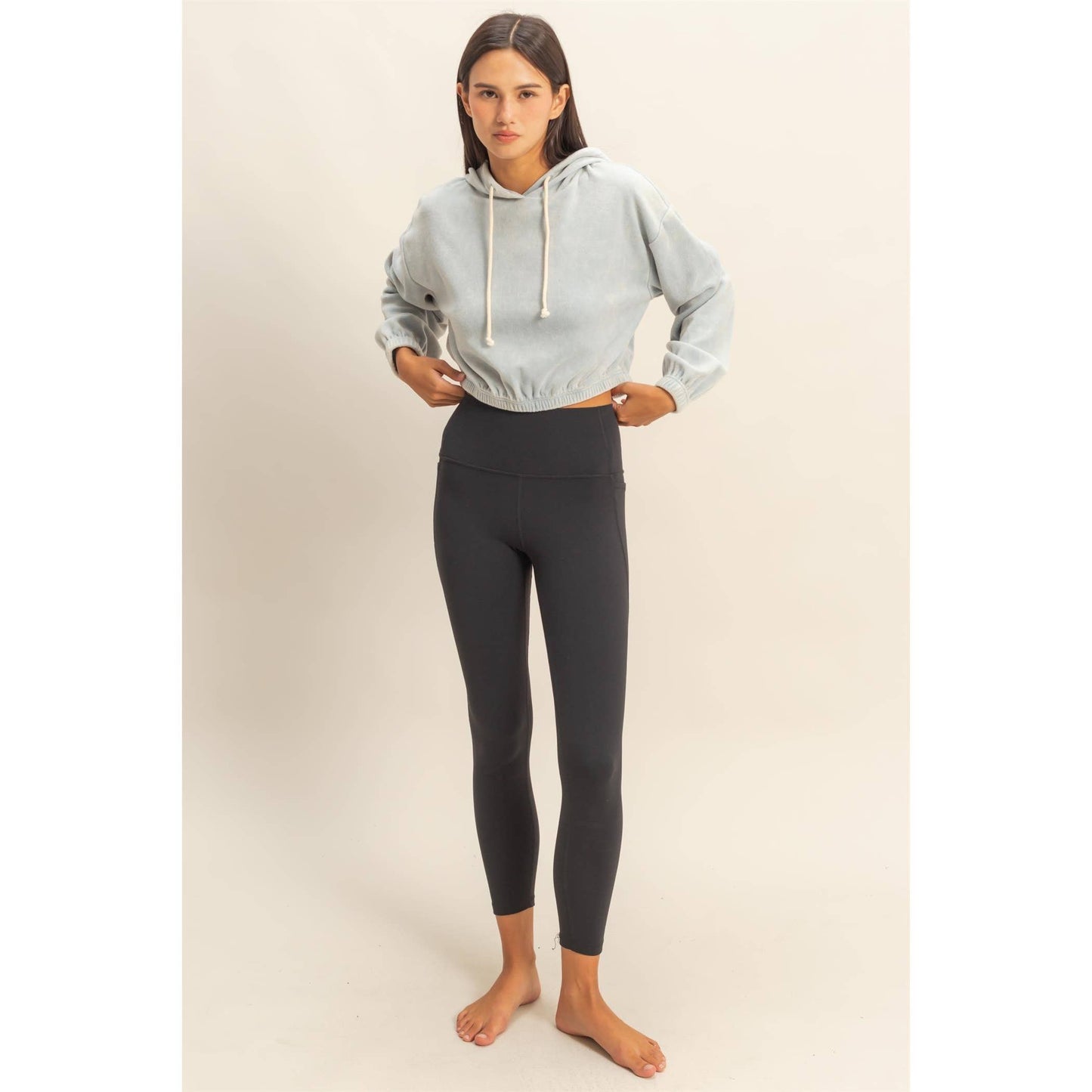 Cropped Velvet Pullover Hoodie - 2 Colors