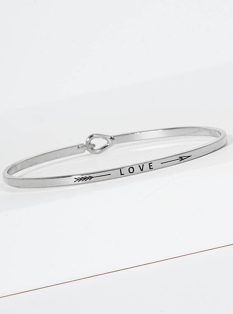 Love Arrow Engraved Inspirational Bangle Bracelet - 2 Colors