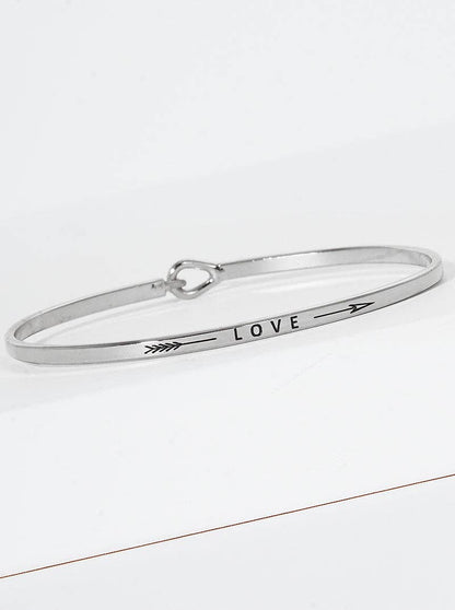 Love Arrow Engraved Inspirational Bangle Bracelet - 2 Colors