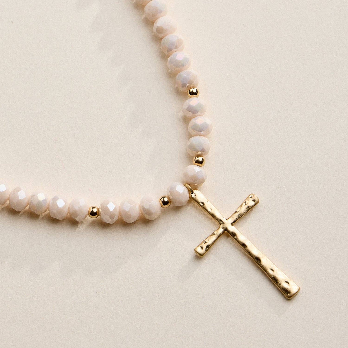 Glass Bead Cross Necklace - 3 Colors