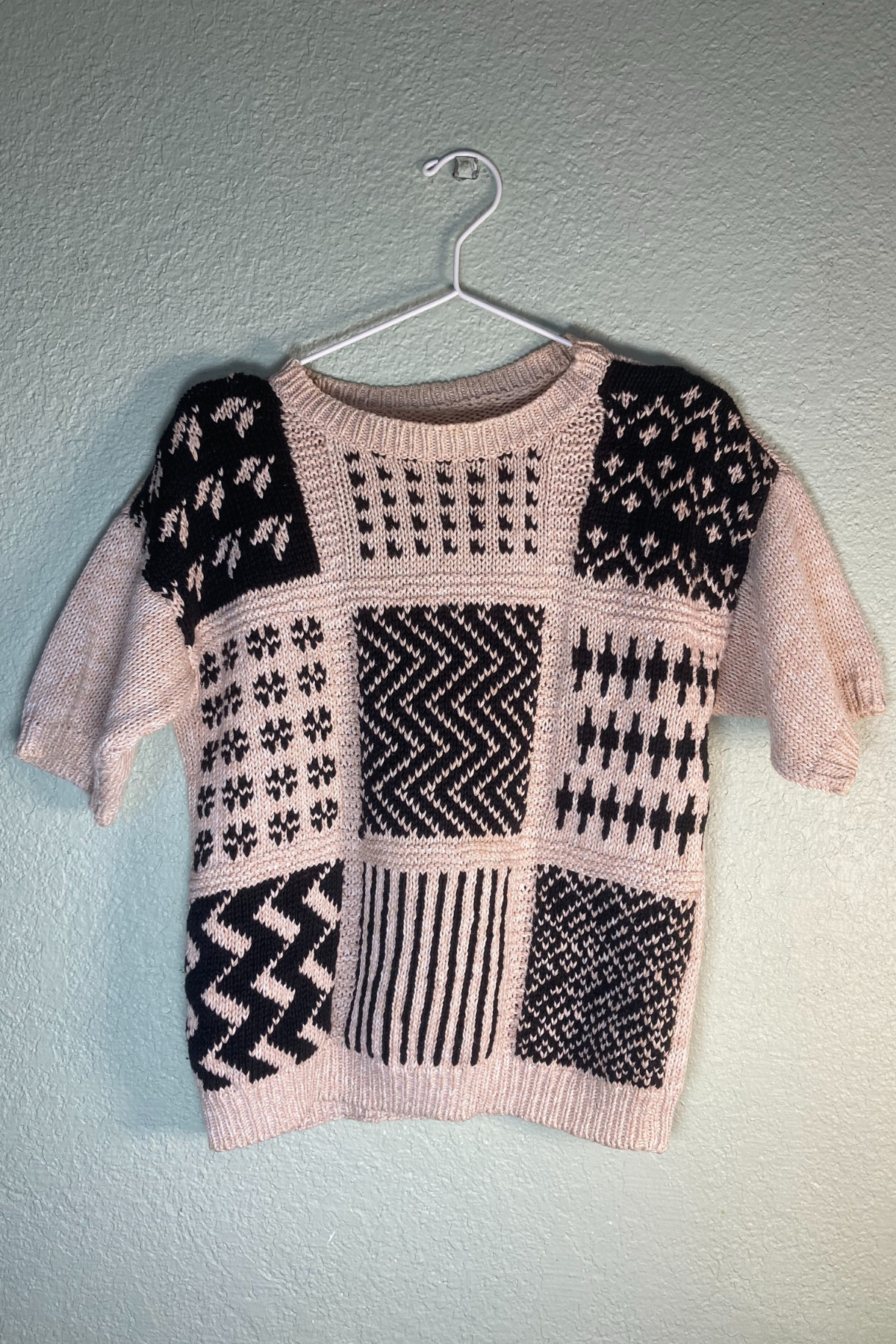Vintage Short-Sleeve Knit Sweater
