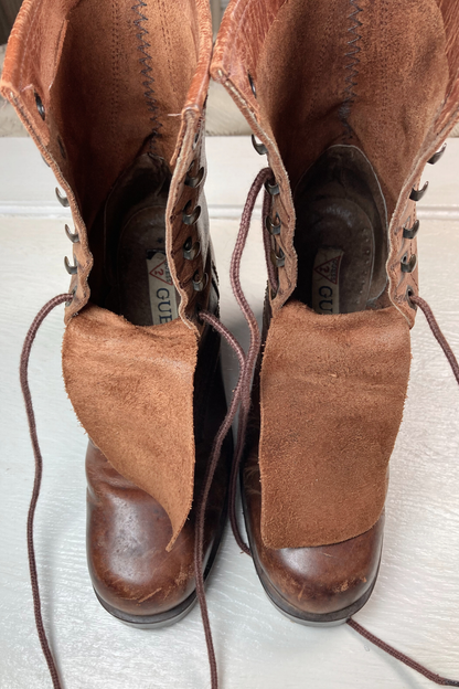 Thrifted Guess Brown High Heel Leather Boots- Size: measures 5-5.5