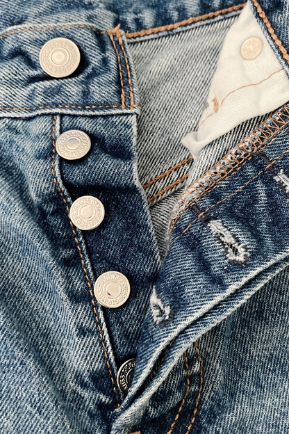 Thrifted Levi's 501 Distressed Denim Shorts - Size 26
