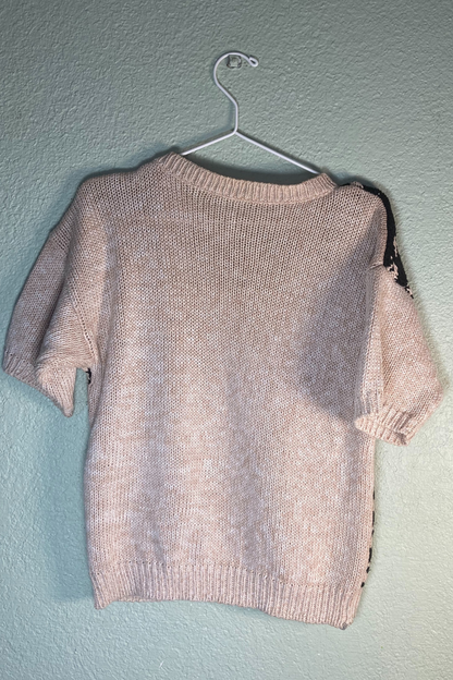 Vintage Short-Sleeve Knit Sweater