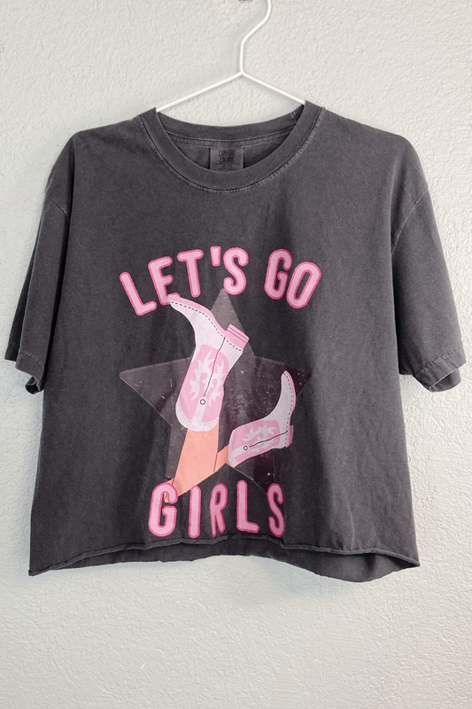 Thrifted "Let's Go Girls" Cropped T-Shirt - Size Large