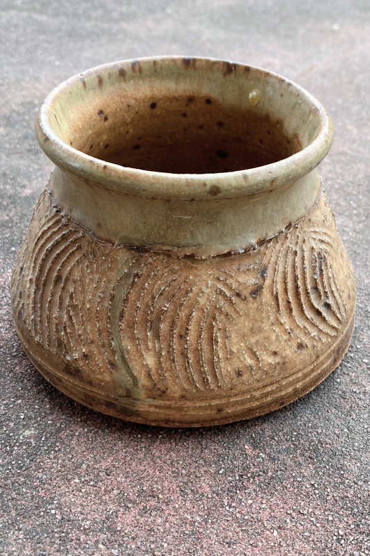 Vintage Hand-Painted Lightweight Stoneware Vase