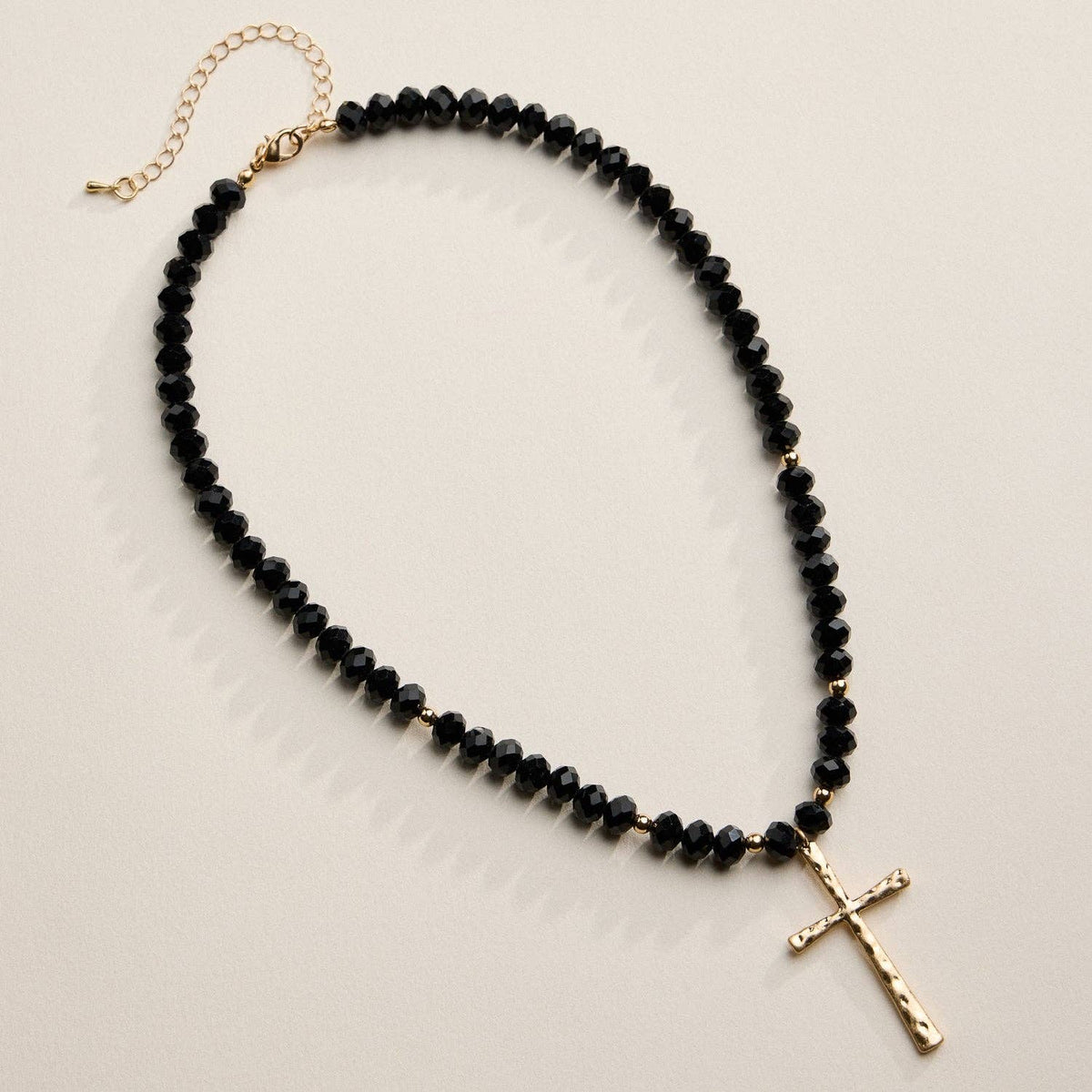Glass Bead Cross Necklace - 3 Colors