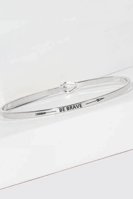Be Brave Engraved Inspirational Bangle Bracelet - 2 Colors