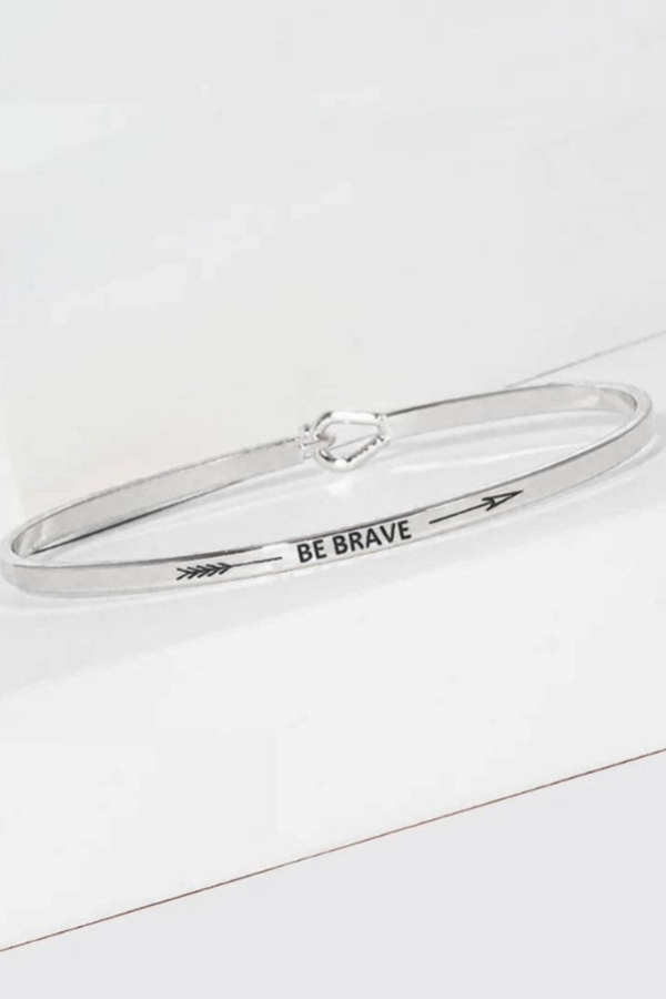 Be Brave Engraved Inspirational Bangle Bracelet - 2 Colors