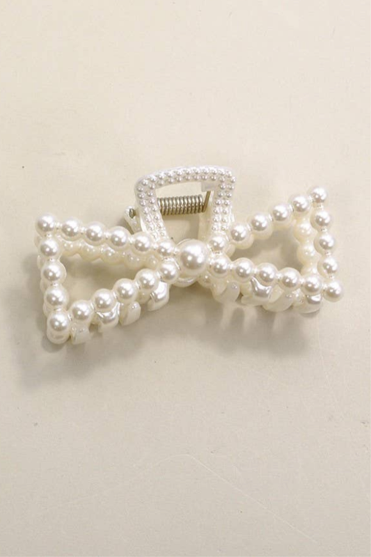 Pearl Bow Hair Claw Clip