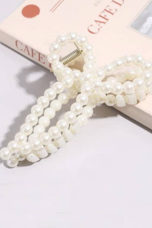 Pearl Bow Hair Claw Clip