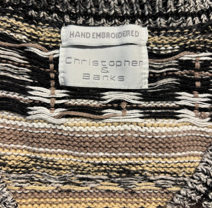 Thrifted Christopher & Banks Hand Embroidered Sweater Vest - Size Small