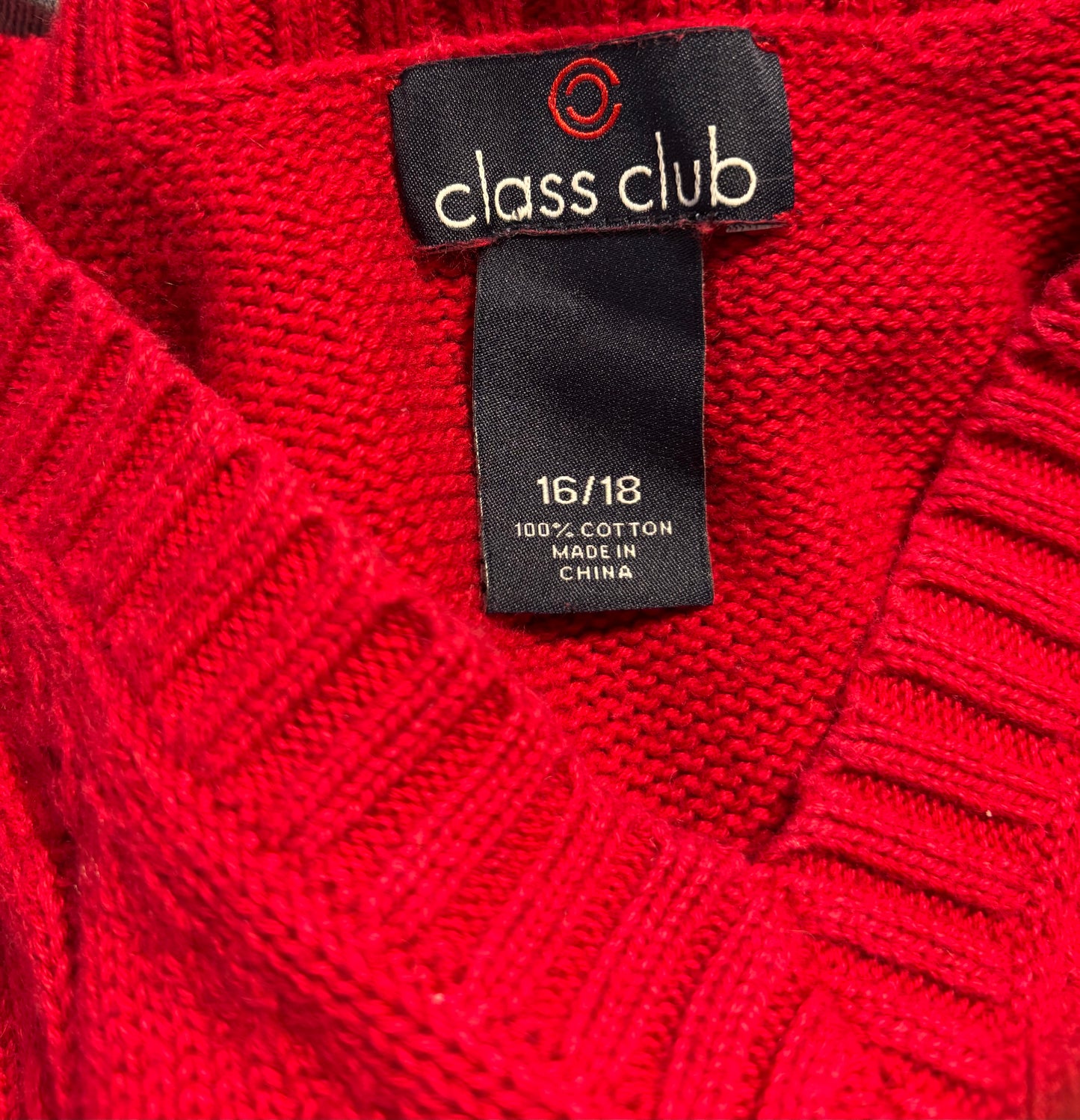Thrifted Class Club Red Sweater Vest - Size Boys 16-18