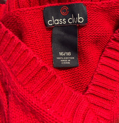 Thrifted Class Club Red Sweater Vest - Size Boys 16-18