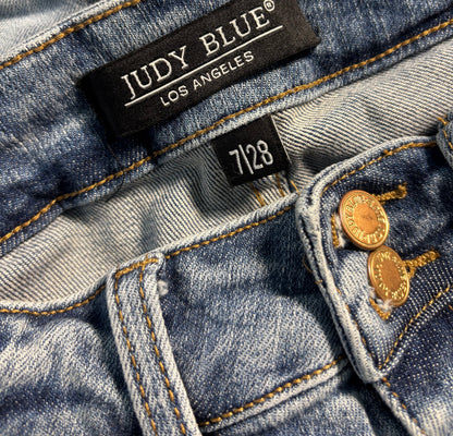 Thrifted Judy Blue Frayed Hem Bootcut Jeans - Size 7/28