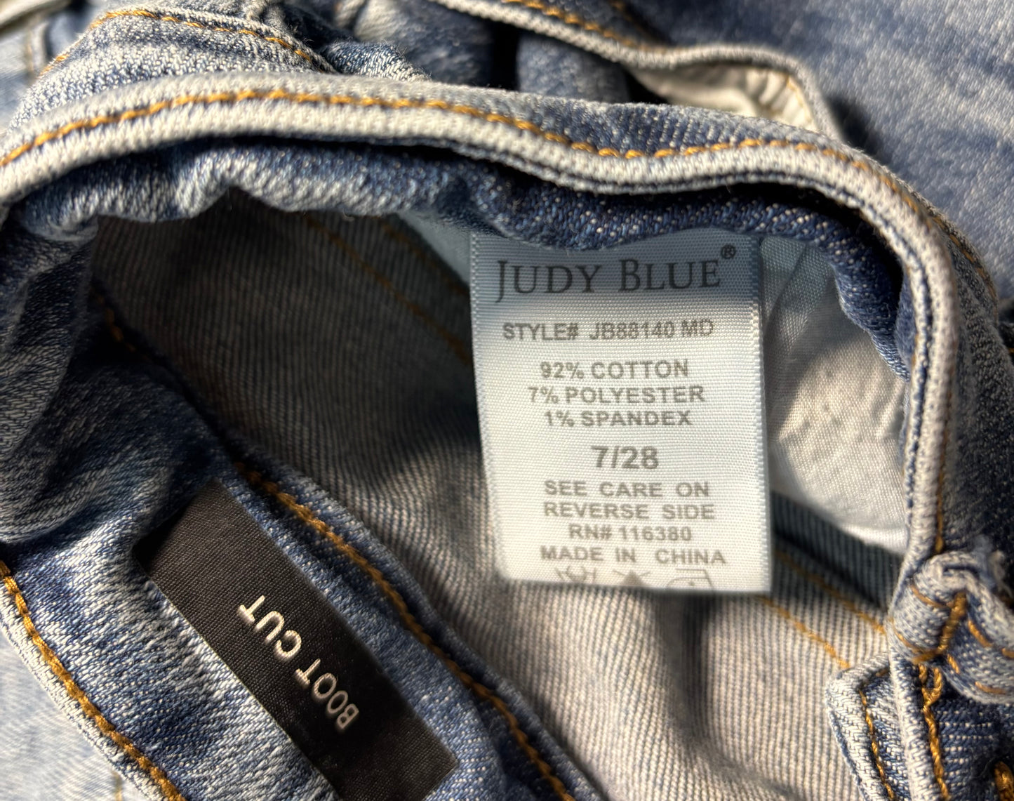 Thrifted Judy Blue Frayed Hem Bootcut Jeans - Size 7/28
