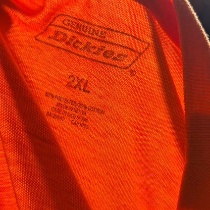 Thrifted Dickies Florescent Orange T-shirt - Size 2XL