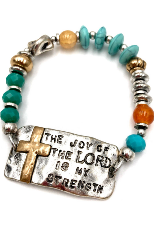 Joy of the Lord is my Strength Cross Prayer Beads Bracelet