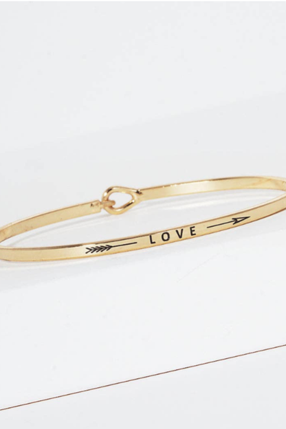 Love Arrow Engraved Inspirational Bangle Bracelet - 2 Colors