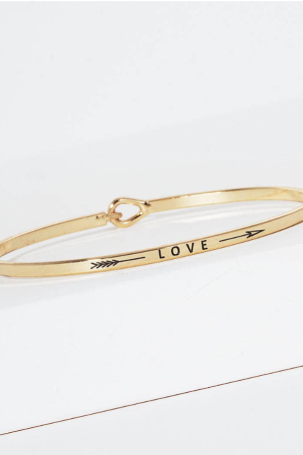 Love Arrow Engraved Inspirational Bangle Bracelet - 2 Colors