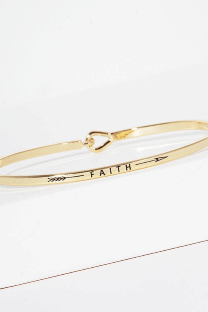 Faith Engraved Inspirational Bangle Bracelet - 2 Colors