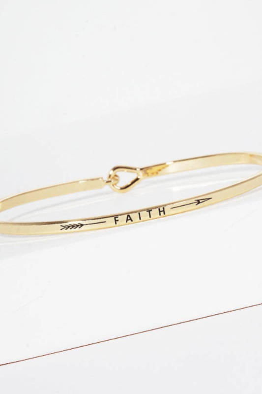 Faith Engraved Inspirational Bangle Bracelet - 2 Colors
