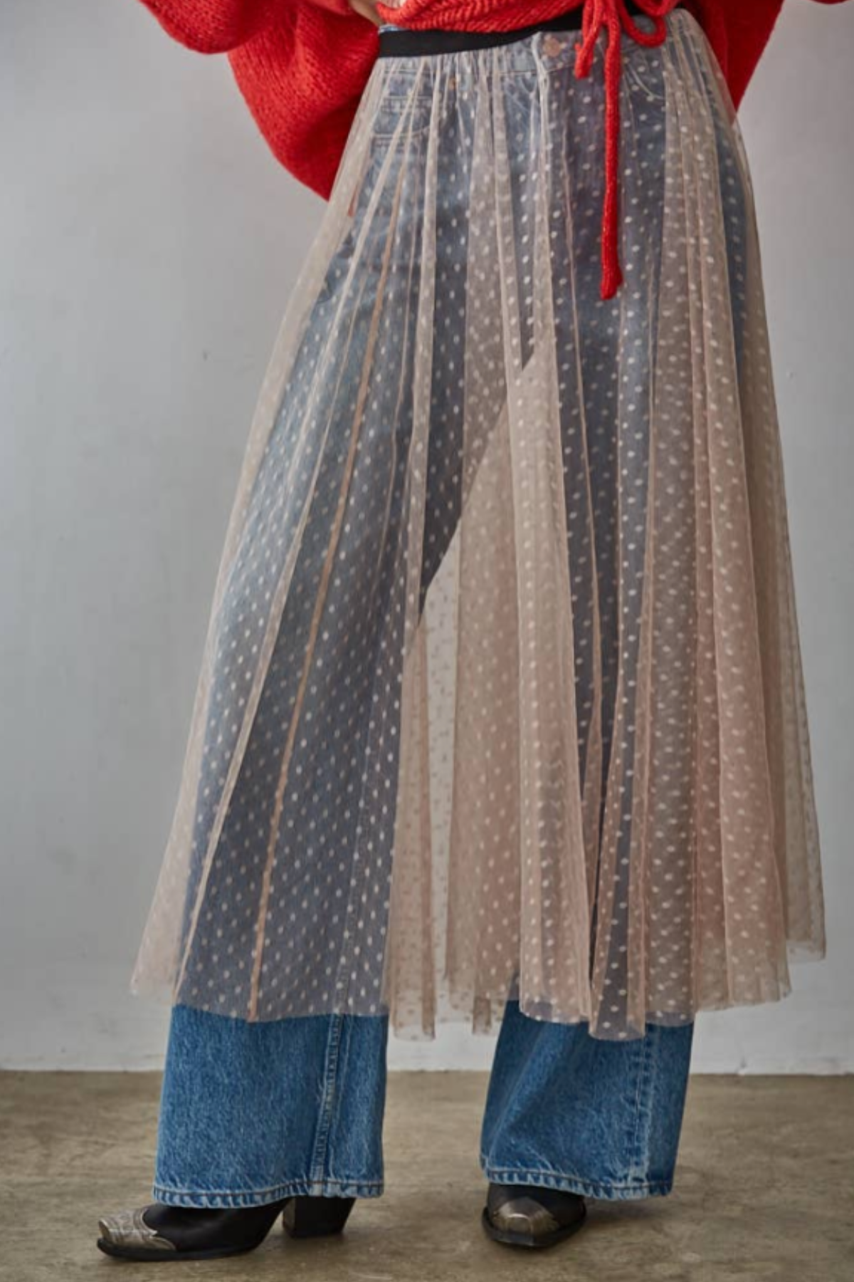 Polka Dot Mesh Skirt