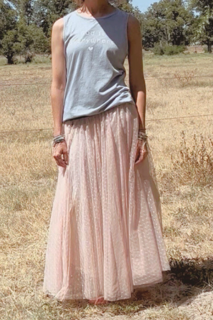 Polka Dot Mesh Skirt
