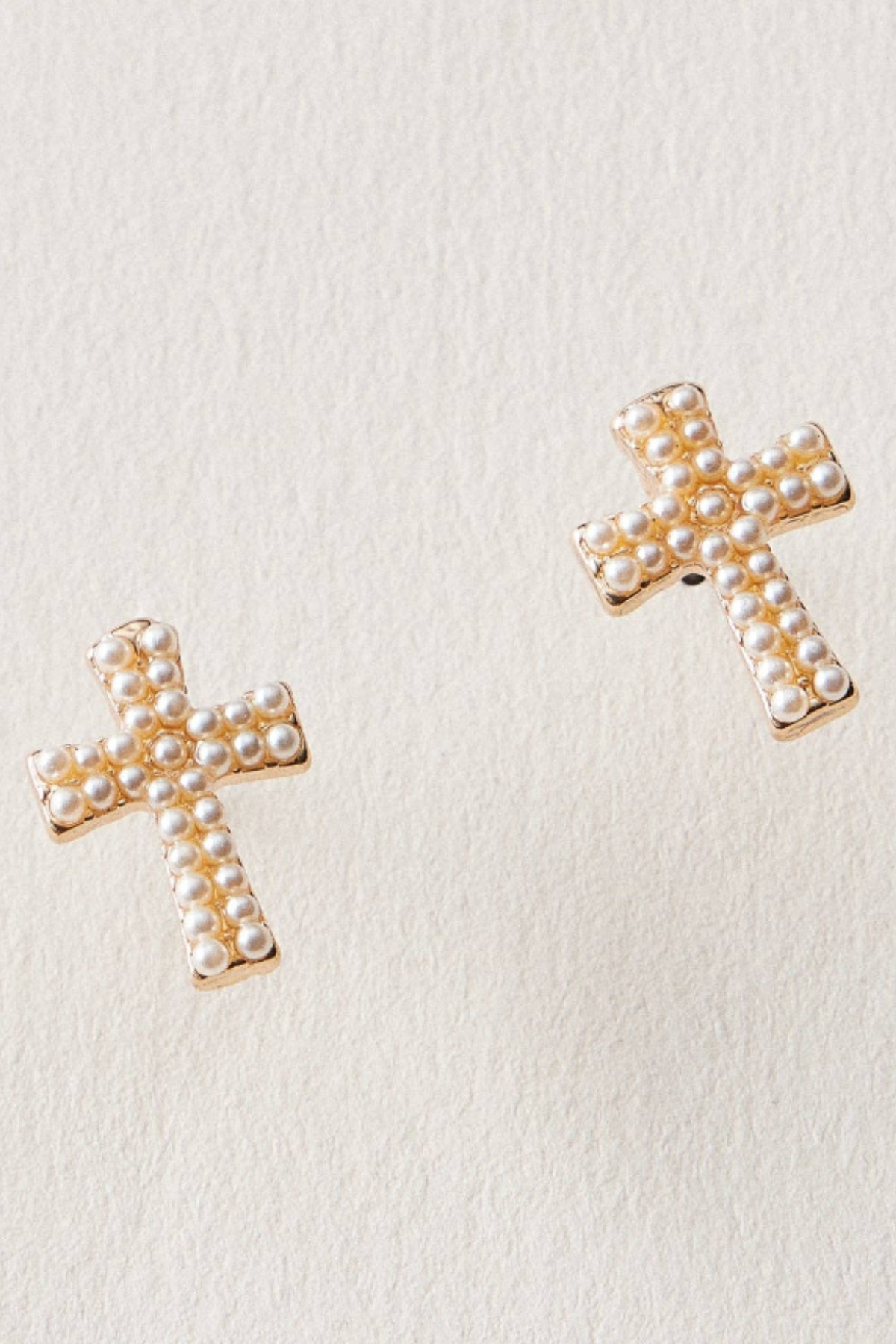 Mini Cross Pearl Earrings