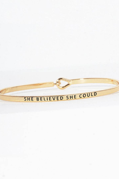 She Believed Engraved Inspirational Bangle Bracelet - 2 Colors