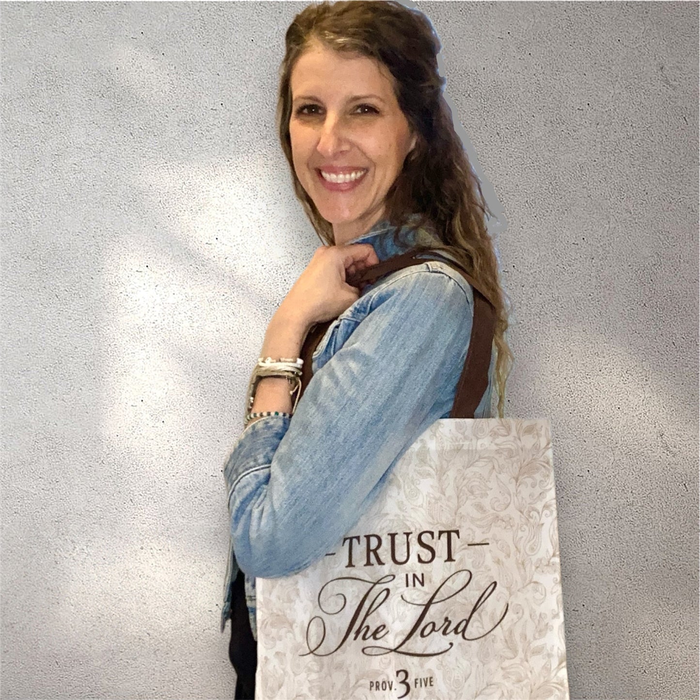 Tote White/Brown Trust in the Lord Prov. 3:5