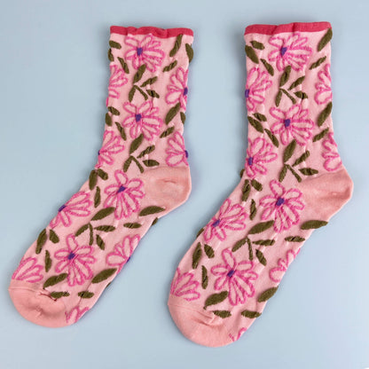 Sweet Flower Tube Socks - 3 Colors