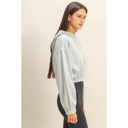 Cropped Velvet Pullover Hoodie - 2 Colors