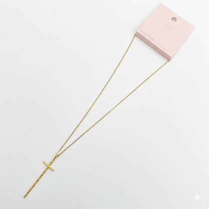 Minimal Vertical Cross Necklace