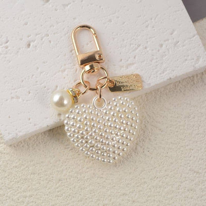 Puffy Pearl Heart Key & Bag Charm